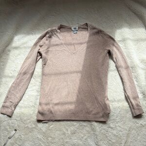 Old Navy Tan V-Neck Long Sleeve Top Size XS | Neutral Basic | Soft Knit Casual |